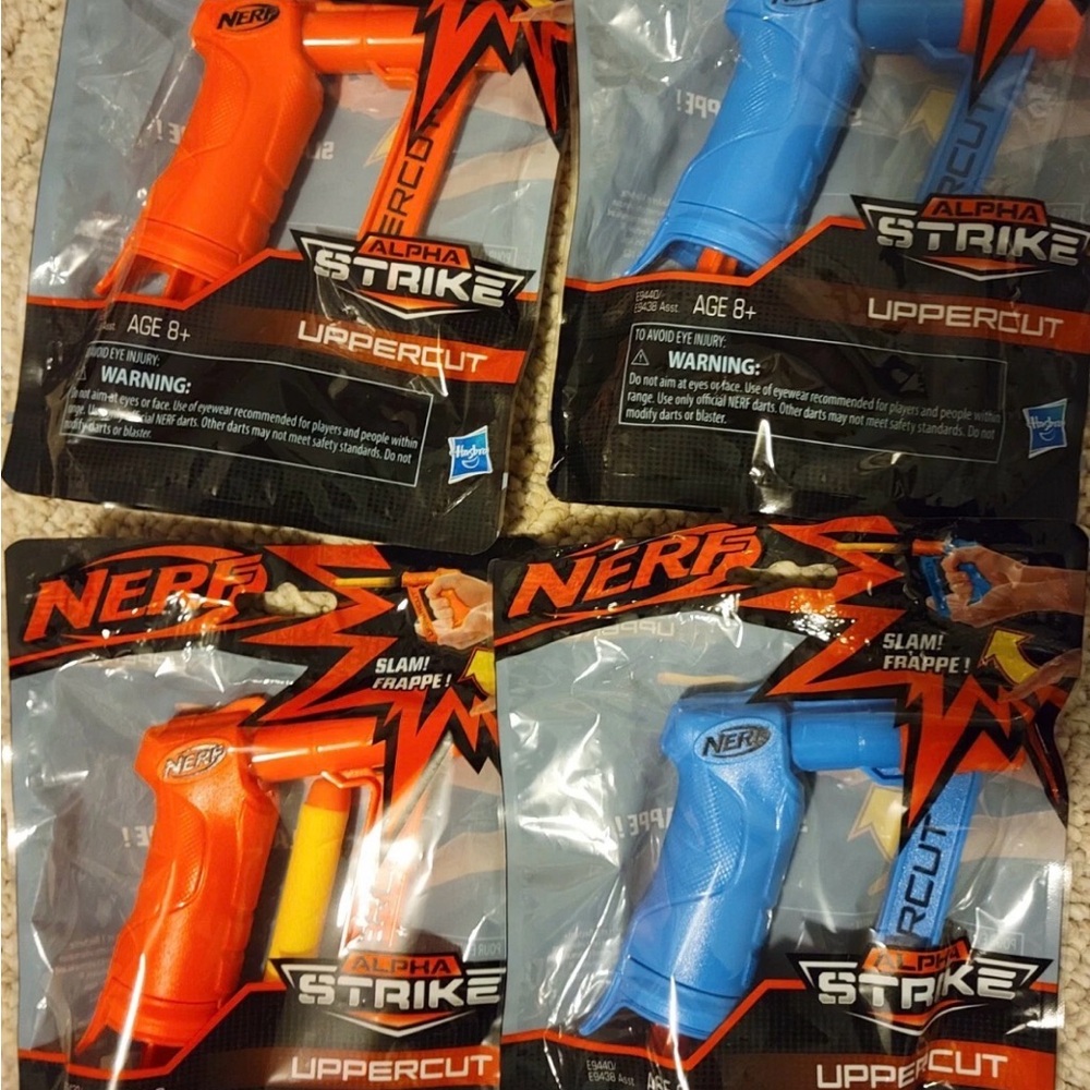 NERF ALPHA STRIKE UPPERCUT DART PISTOLS ORANGE & BLUE BLASTER LOT OF 4 PARTY